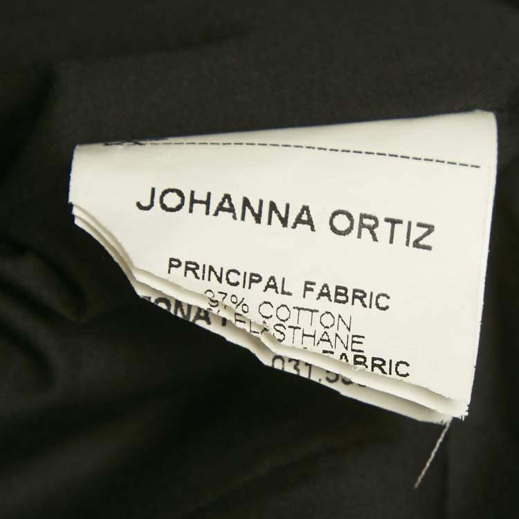 Pre Owned Johanna Ortiz Black Ruffled Asymmetric One-Shoulder Top M