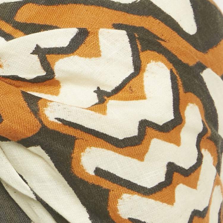 Pre Owned Johanna Ortiz Brown Printed Linen Bralette Top M