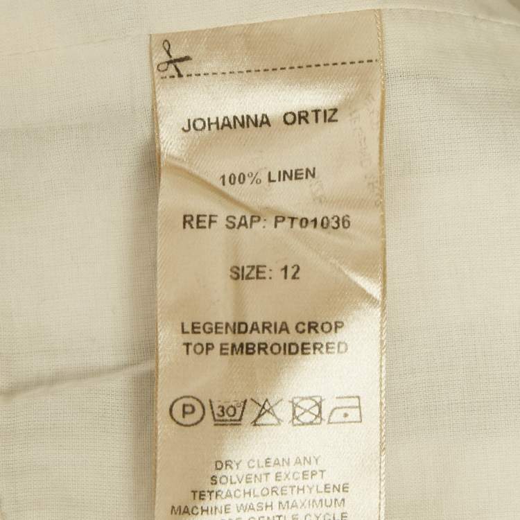 Pre Owned Johanna Ortiz Brown Printed Linen Bralette Top M