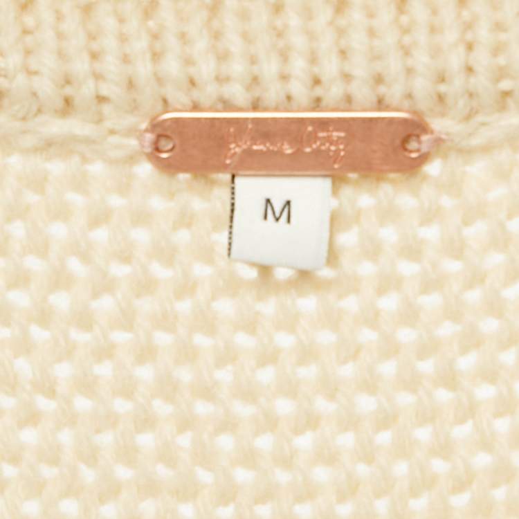 Pre Owned Johanna Ortiz Cream Wool Blend Knit The Message Sweater M  