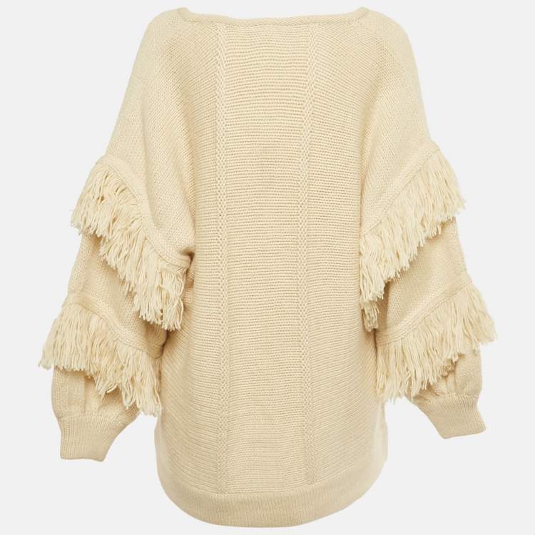Pre Owned Johanna Ortiz Cream Wool Blend Knit The Message Sweater M  