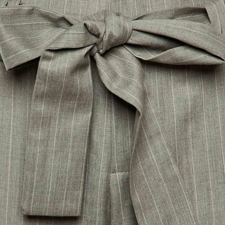 Pre Owned Johanna Ortiz Grey Striped Wool Trousers M