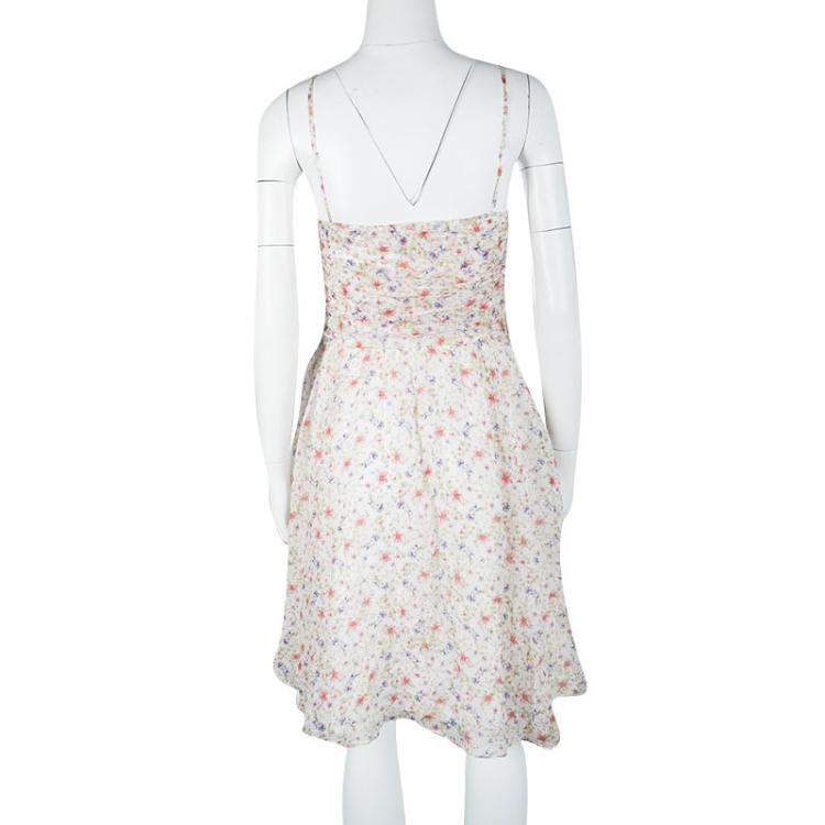 Pre Owned John Galliano Multicolor Floral Printed Silk Sleeveless Dress L