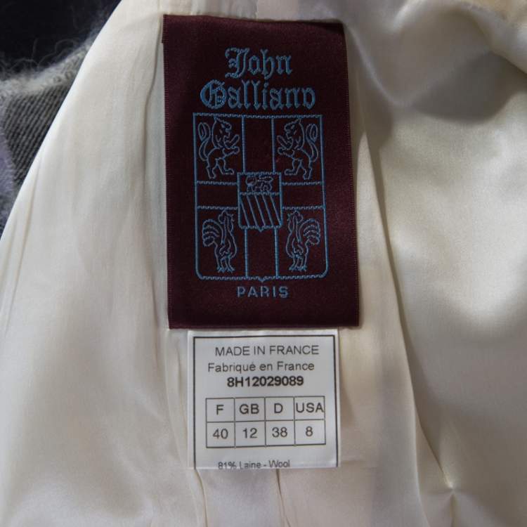Pre Owned John Galliano Vintage Checkered Wool and Mohair Buttoned Jacket M