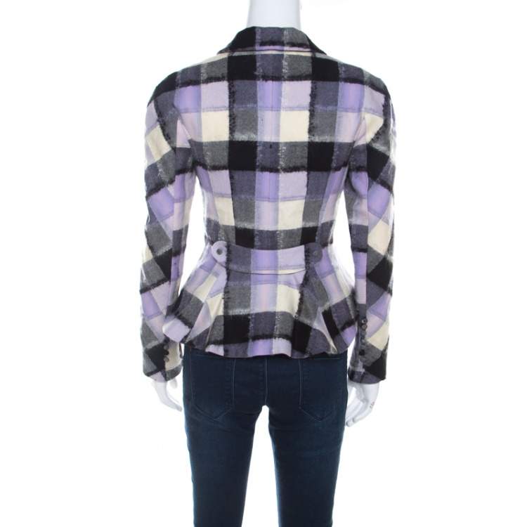Pre Owned John Galliano Vintage Checkered Wool and Mohair Buttoned Jacket M