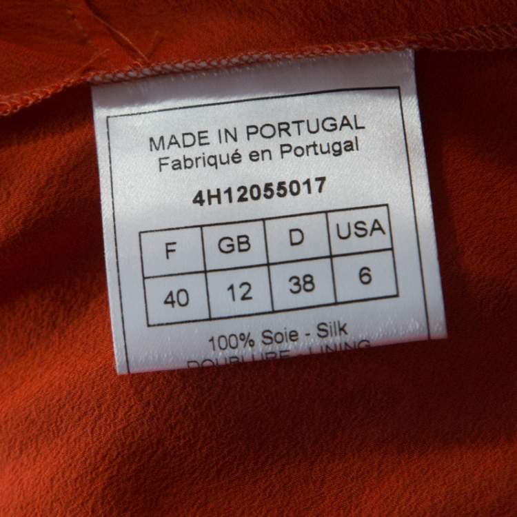 Pre Owned John Galliano Rust Orange Floral Print Silk Camisole Top M