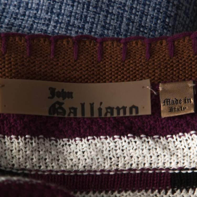 Pre Owned John Galliano Multicolor Striped Crochet knit Sweater L