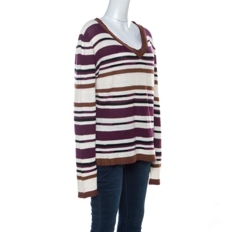 John Galliano Multicolor Striped Crochet knit Sweater L John