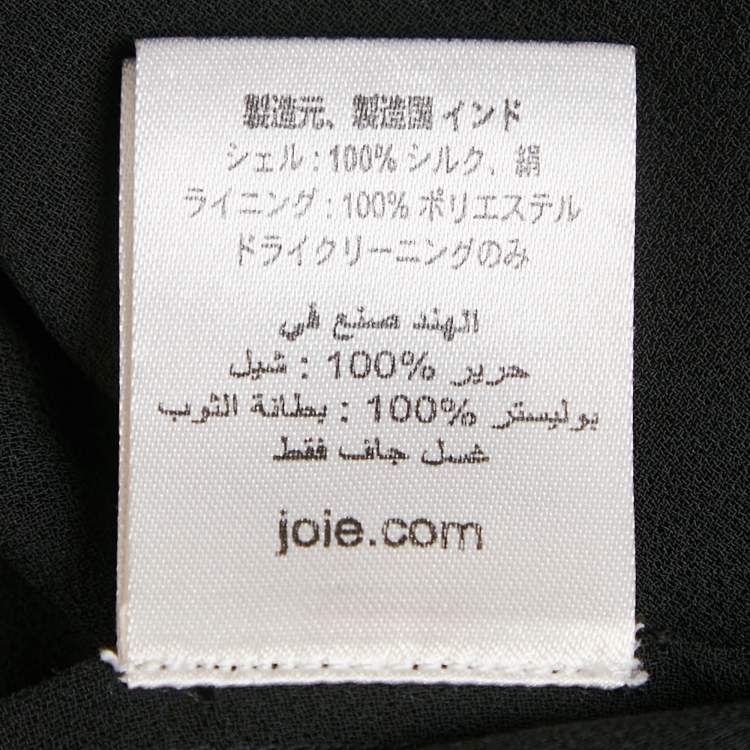 Pre Owned Joie Black Embroidered Silk Crepe Geromine Mini Dress XS