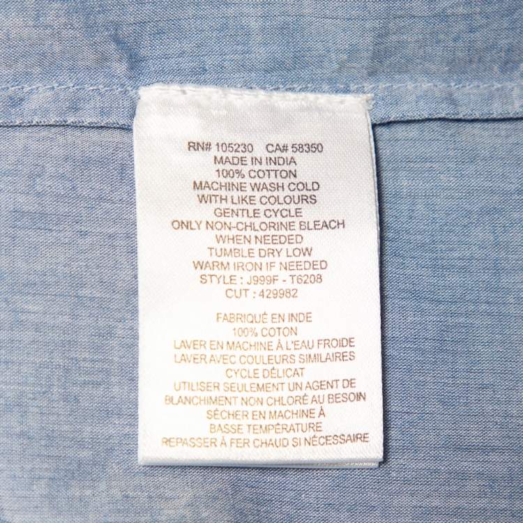 Pre Owned Joie Blue Cotton Cold Shoulder Ruffled Button Front Akari Top M