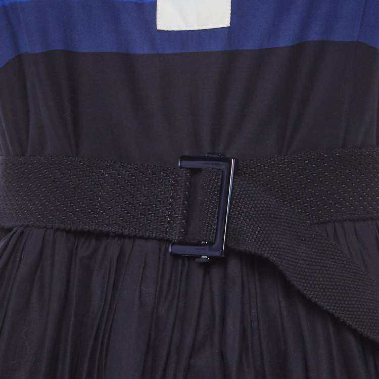 Pre Owned Jonathan Saunders White/Blue Striped Ombre Flared Mini Dress S