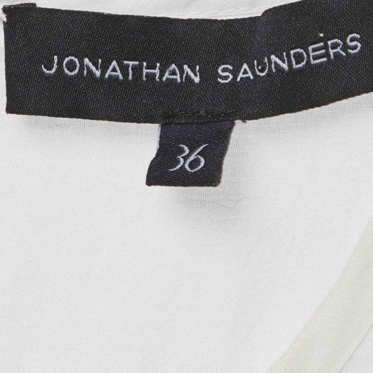 Pre Owned Jonathan Saunders White/Blue Striped Ombre Flared Mini Dress S