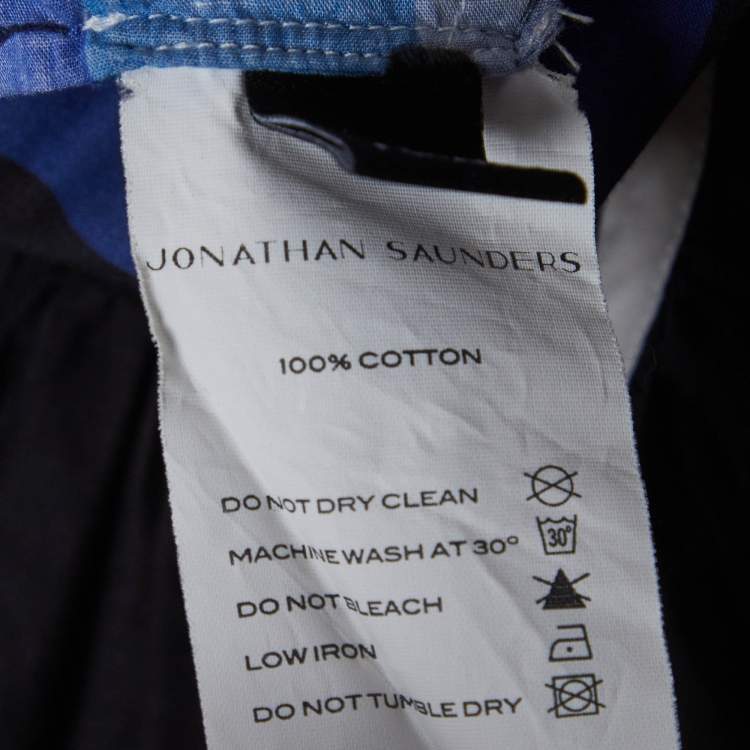 Pre Owned Jonathan Saunders White/Blue Striped Ombre Flared Mini Dress S