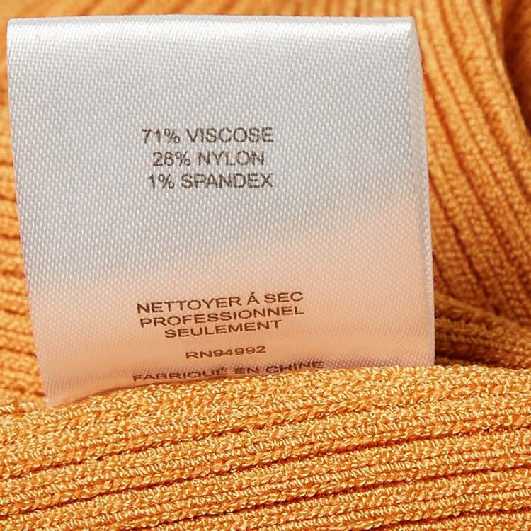 Pre Owned Jonathan Simkhai Brown Rib Knit Cut-Out Detail Crop Top L