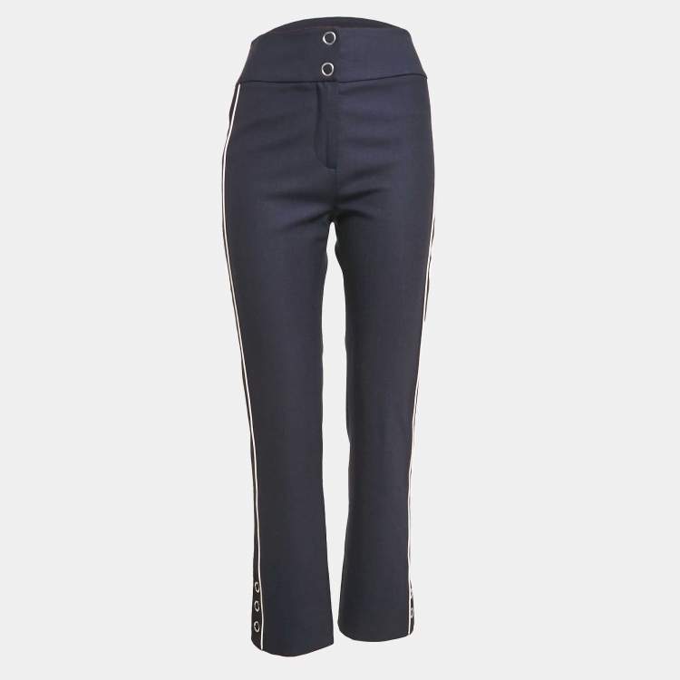 Pre Owned Jonathan Simkhai Navy Blue Side Stripe Gabardine Trousers S