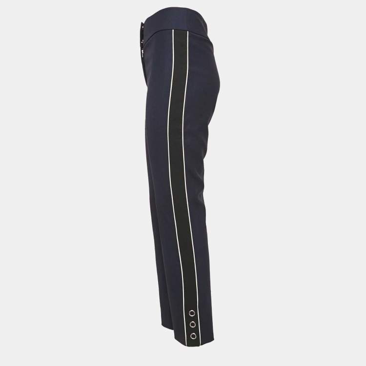 Pre Owned Jonathan Simkhai Navy Blue Side Stripe Gabardine Trousers S