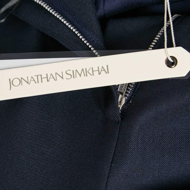Pre Owned Jonathan Simkhai Navy Blue Side Stripe Gabardine Trousers S