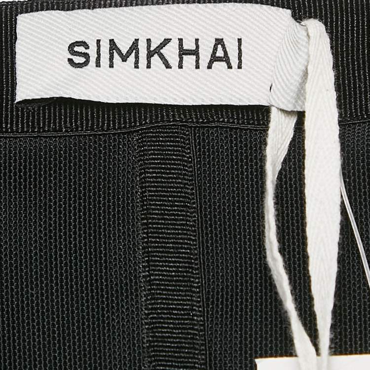 Pre Owned Jonathan Simkhai Charcoal Grey Pinstripe Tailored Bustier M