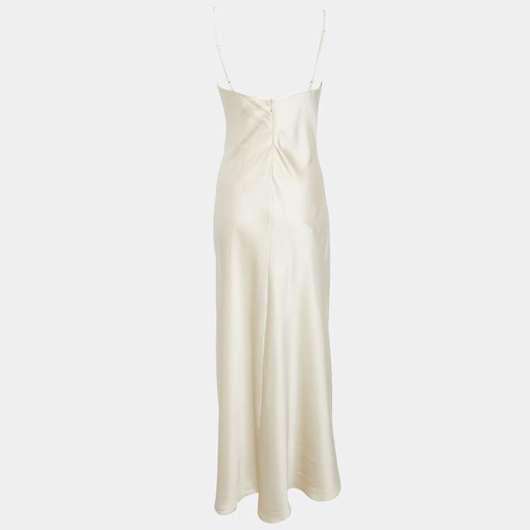 Pre Owned Jonathan Simkhai Cream Satin Sleeveless Maxi Dress XS