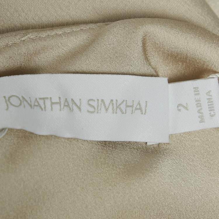 Pre Owned Jonathan Simkhai Cream Satin Sleeveless Maxi Dress XS