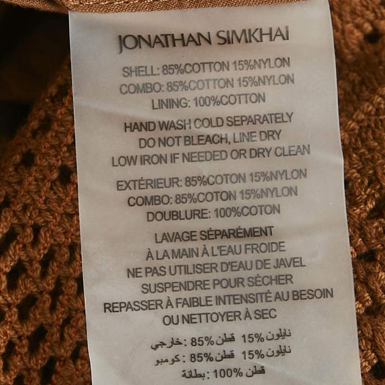 Pre Owned Jonathan Simkhai Brown Crochet Cut-Out Maxi Dress M