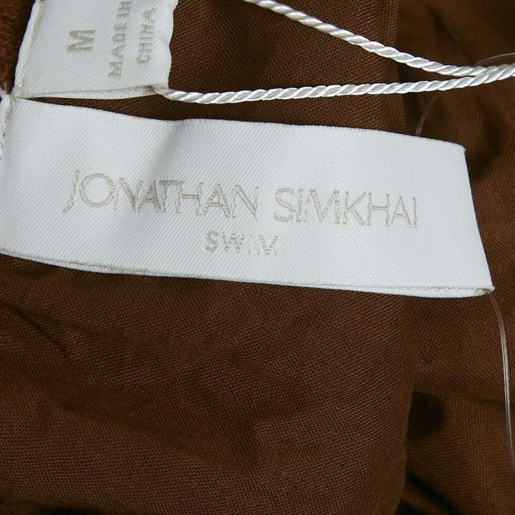 Pre Owned Jonathan Simkhai Brown Crochet Cut-Out Maxi Dress M