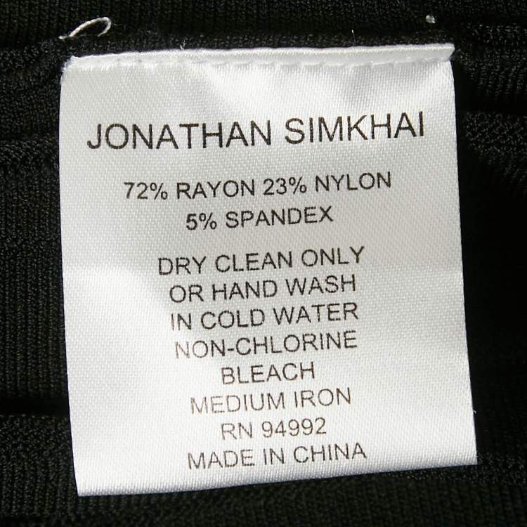 Pre Owned Jonathan Simkhai Black Stretch Knit Flared Off-Shoulder Top XS