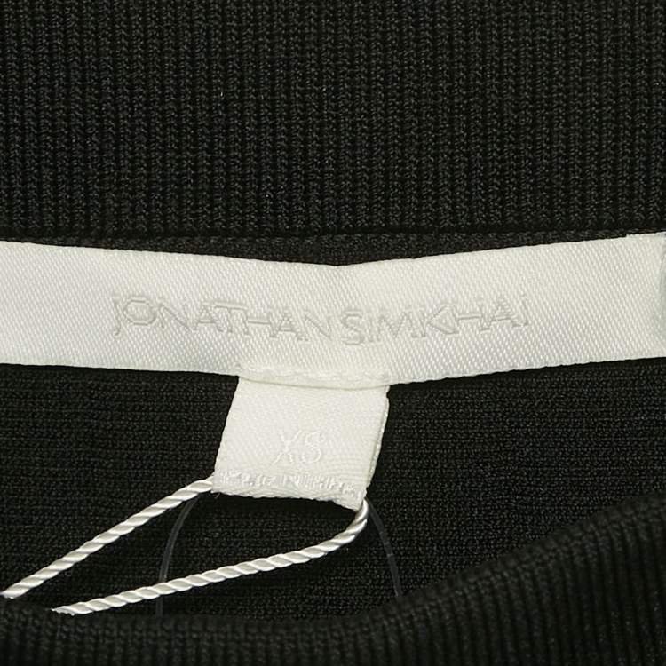 Pre Owned Jonathan Simkhai Black Stretch Knit Flared Off-Shoulder Top XS