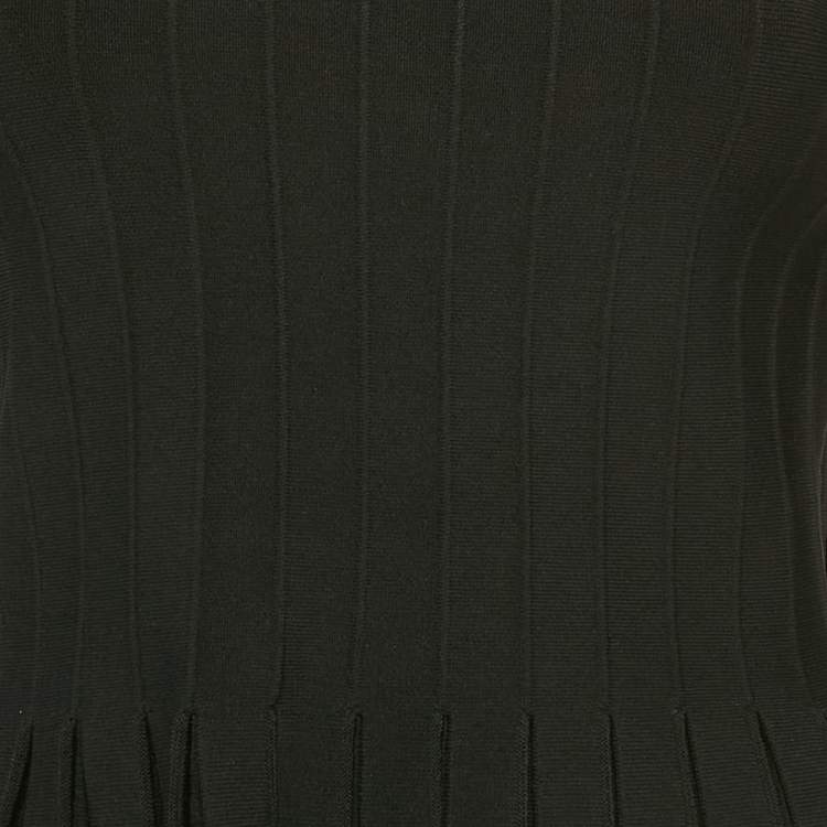 Pre Owned Jonathan Simkhai Black Stretch Knit Flared Off-Shoulder Top XS