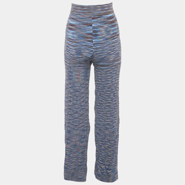 Pre Owned Jonathan Simkhai Caicos Multicolor Space Knit Wide-Leg Trousers L