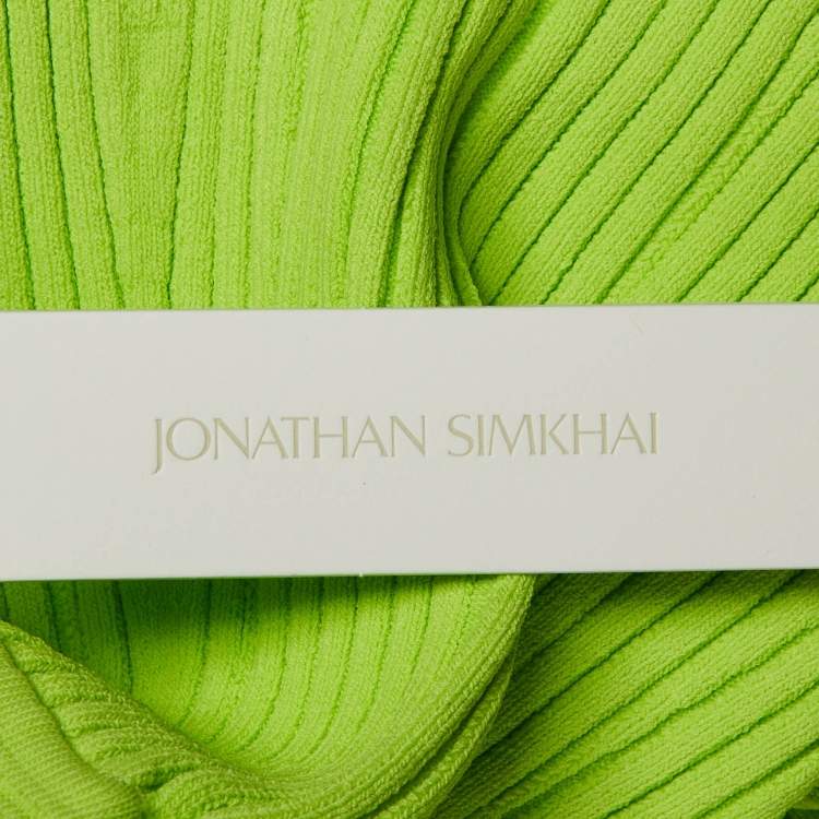 Pre Owned Jonathan Simkhai Lime Green Ribbed A-line Midi Skirt XS
