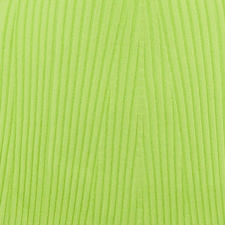 Pre Owned Jonathan Simkhai Lime Green Ribbed A-line Midi Skirt XS