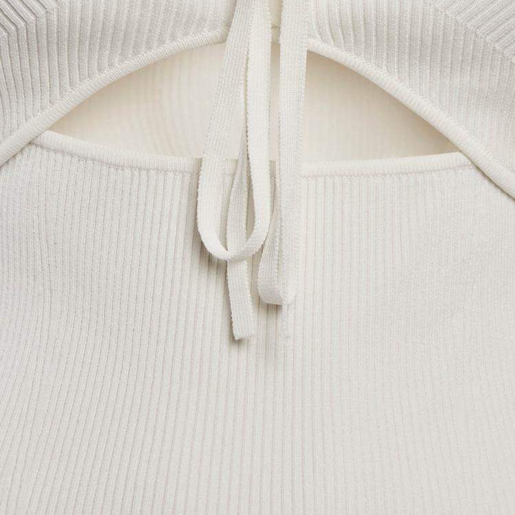 Pre Owned Jonathan Simkhai White Rib Knit Cut-Out Alexia Top S