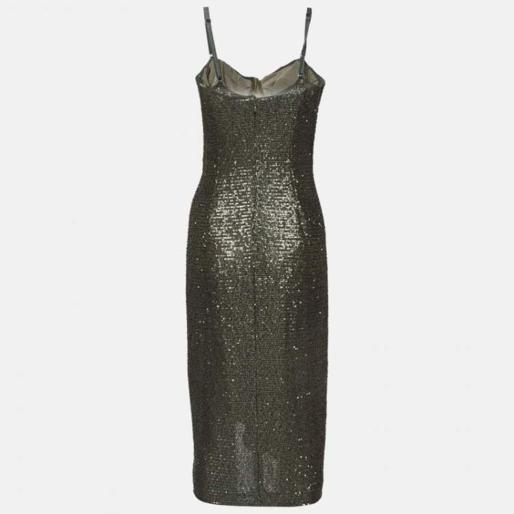 Pre Owned Jonathan Simkhai Green Sequin Sleeveless Short Dress XS
