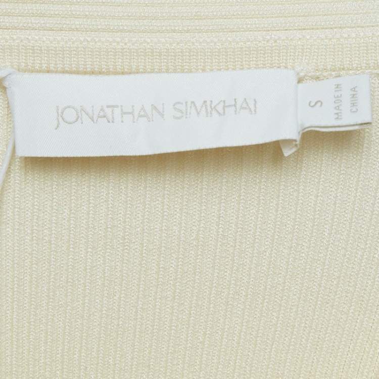 Pre Owned Jonathan Simkhai Ivory White Rib Knit Tabitha Dress S