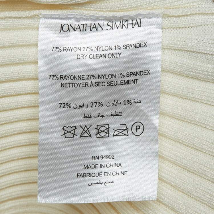 Pre Owned Jonathan Simkhai Ivory White Rib Knit Tabitha Dress S