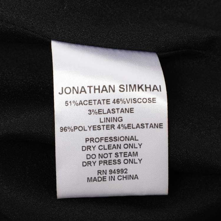 Pre Owned Jonathan Simkhai Black/Cream Crepe Ruffled Detail Dress XS