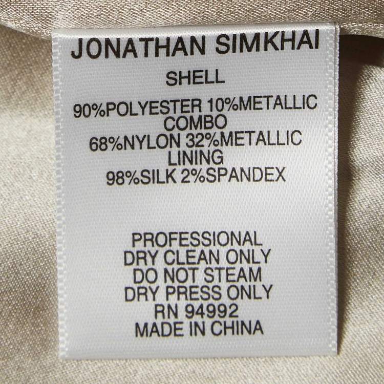 Pre Owned Jonathan Simkhai Silver Lurex Applique Lace-up Midi Dress S