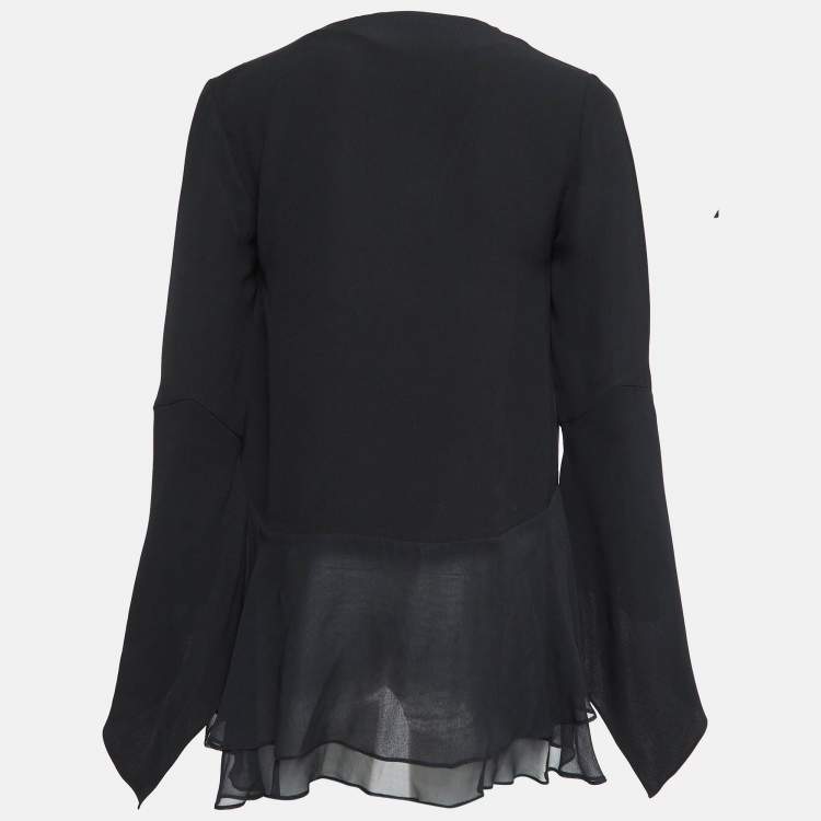 Pre Owned Jonathan Simkhai Black Silk Ruffled Top S