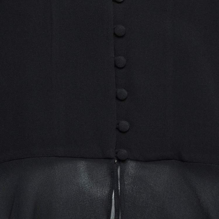 Pre Owned Jonathan Simkhai Black Silk Ruffled Top S