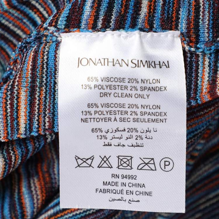 Pre Owned Jonathan Simkhai Multicolor Space Dye Ribbed Knit Shania Pleated Dress M