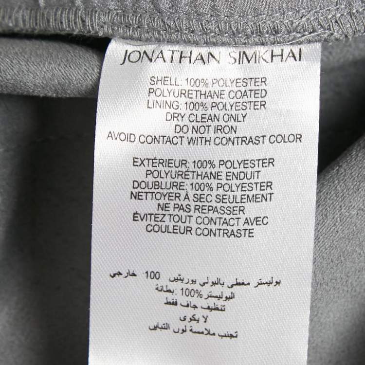 Pre Owned Jonathan Simkhai Grey Faux Leather Straight Leg Pants M