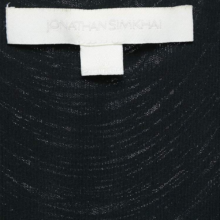 Pre Owned Jonathan Simkhai Black Jersey Fringed Sleeveless Top XS