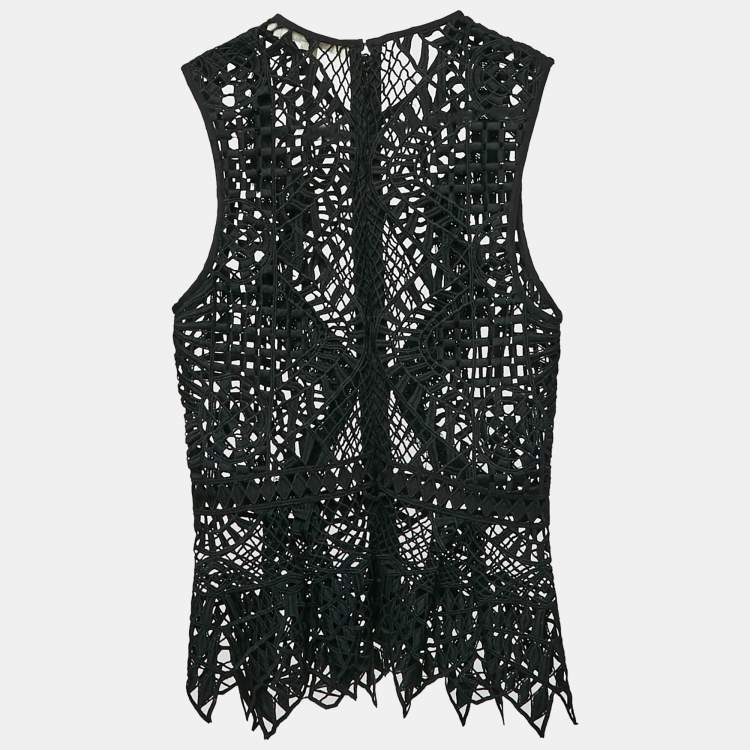 Pre Owned Jonathan Simkhai Black Lace Trimmed Sleeveless Top S