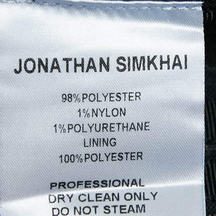 Pre Owned Jonathan Simkhai Black/White Gingham Crepe Pleated Corset Top M