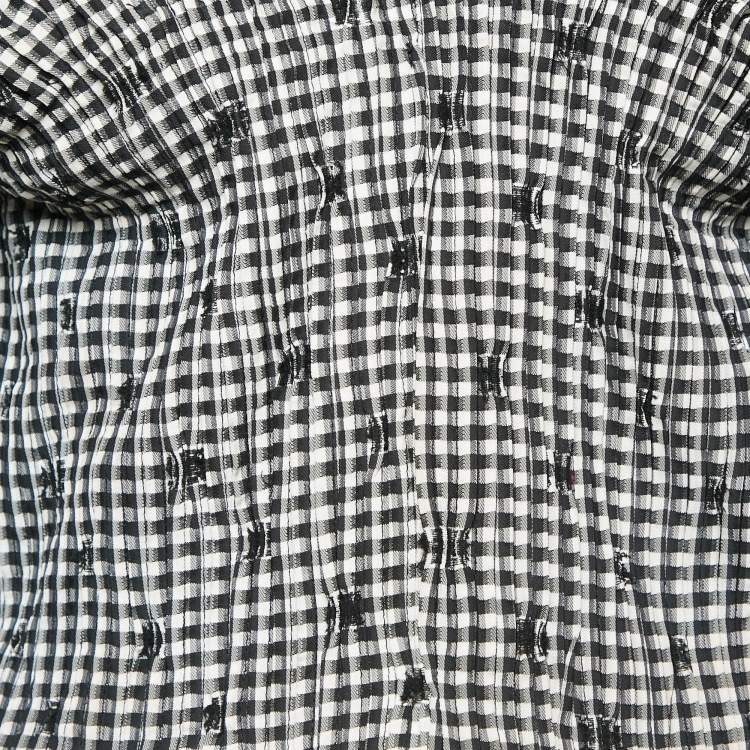 Pre Owned Jonathan Simkhai Black/White Gingham Crepe Pleated Corset Top M