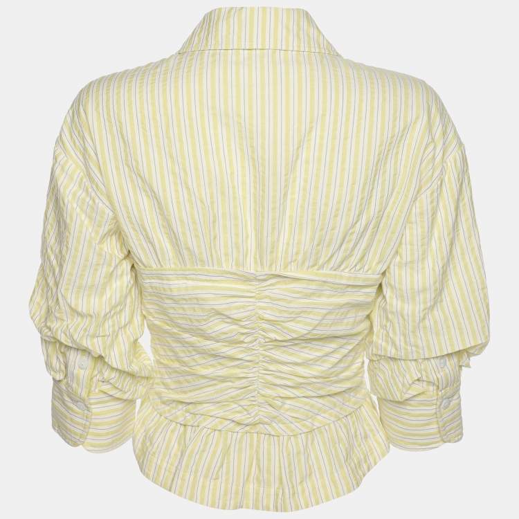 مملوكة مسبقًا Jonathan Simkhai Green/White Striped Cotton Top XS