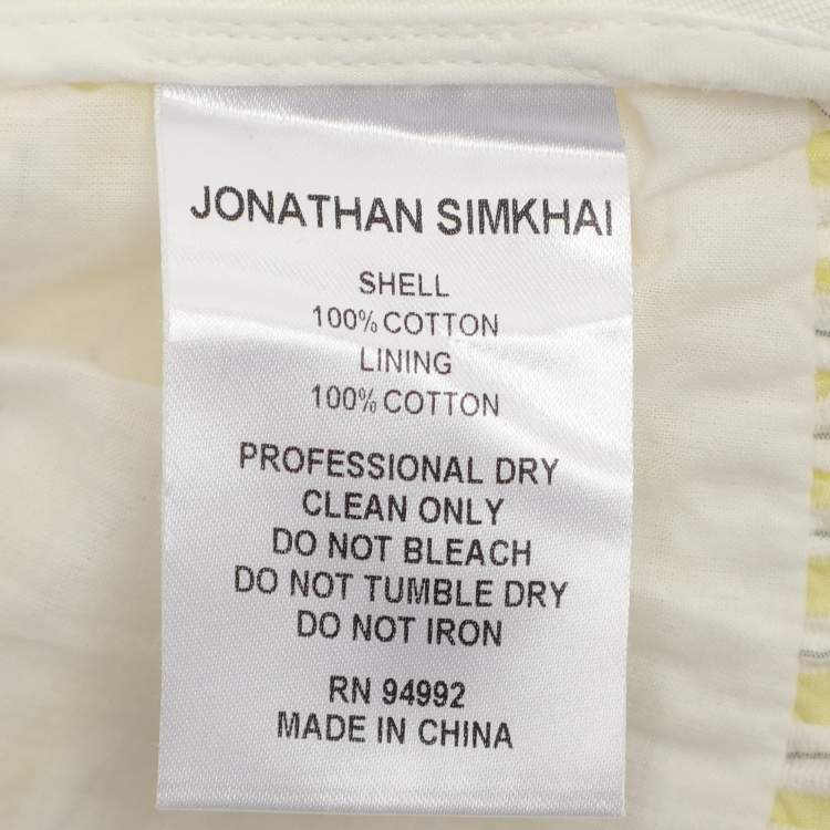 مملوكة مسبقًا Jonathan Simkhai Green/White Striped Cotton Top XS