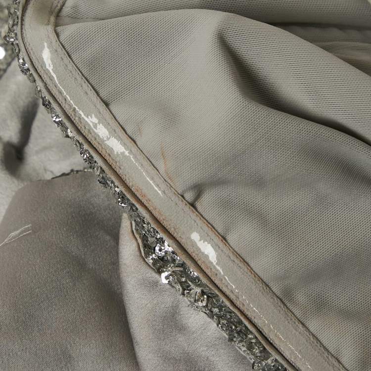 Pre Owned Jonathan Simkhai Silver One Shoulder Sequin Midi Dress S