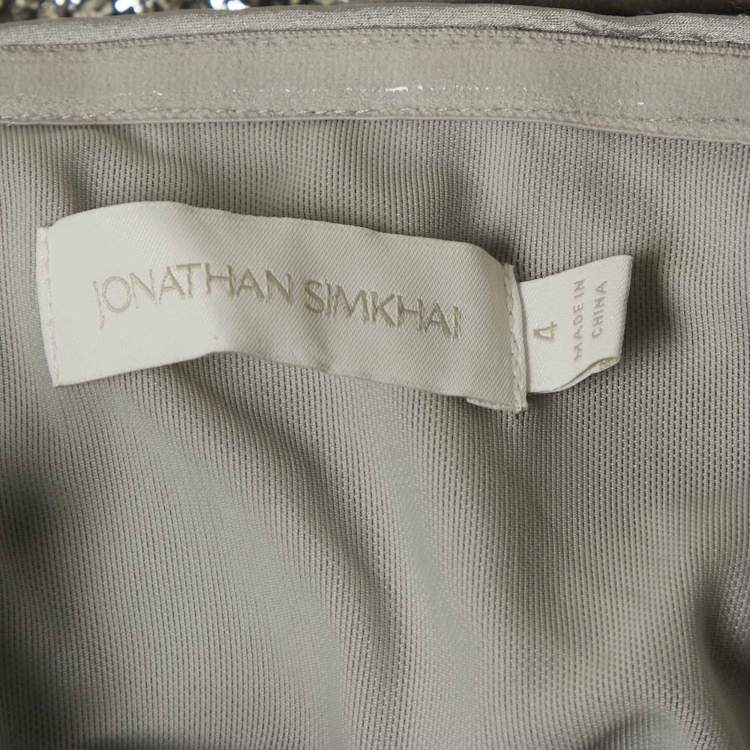 Pre Owned Jonathan Simkhai Silver One Shoulder Sequin Midi Dress S